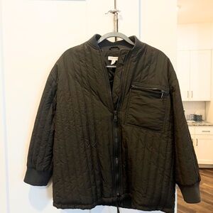 Topshop | quilted oversized bomber liner jacket | charcoal | Small Petite